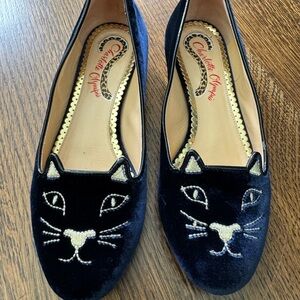 Charlotte Olympia Navy Cat Flats